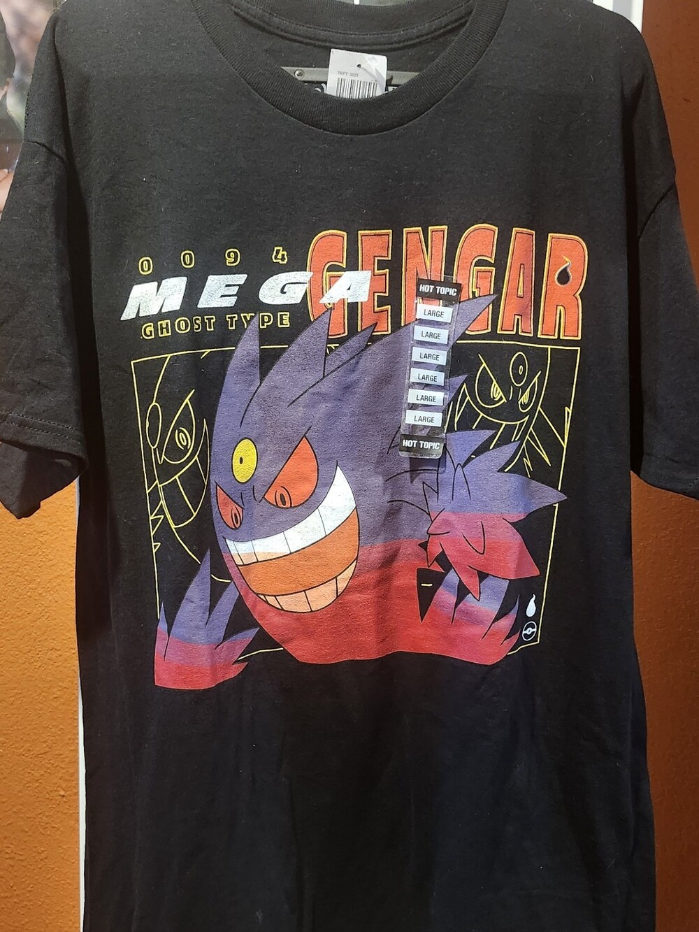 Hot Topic Black Gengar Graphic Tee with Purple and Red Print